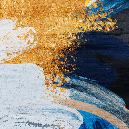 Gravura para Quadros Abstrato Moderno Tons Azul Branco e Dourado - Afi19420