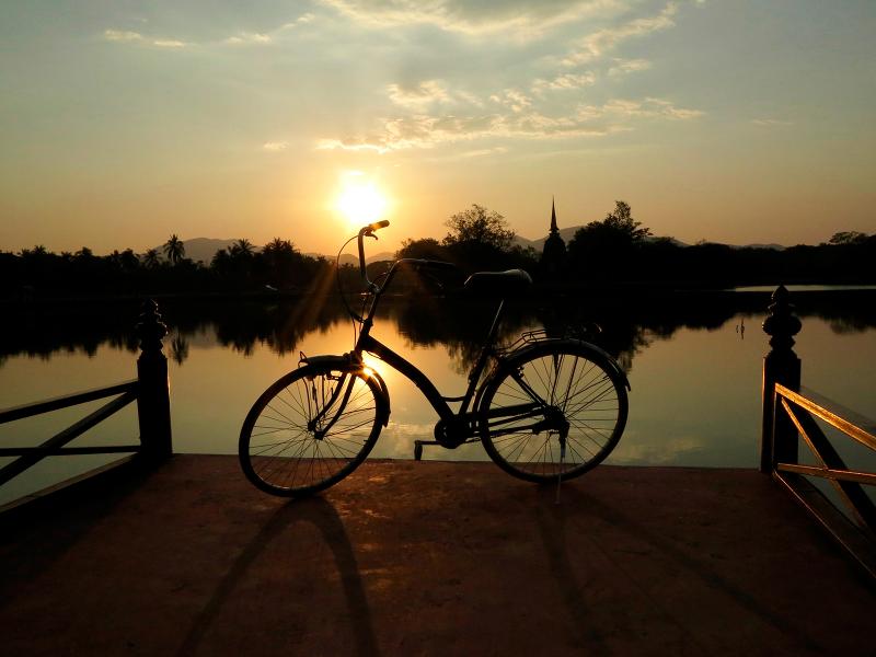 Impressão em Tela para Quadros Bicicleta Vista Pôr do Sol - Afic1313