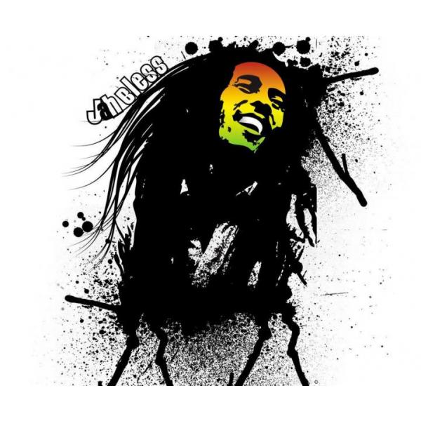 Impressão em Tela para Quadros Decorativos Ídolo Bob Marley - Afic4174 - 35x29 Cm