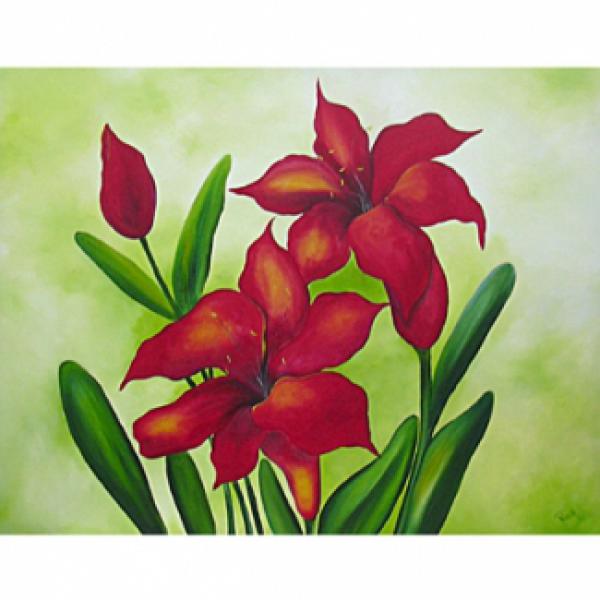 Pintura em Painel Floral R026 - 90x60 Cm