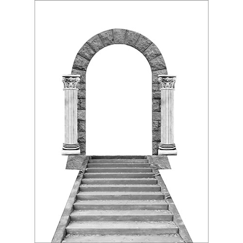 Gravura para Quadros Estrutura Escadaria Preto e Branco Porta I - Afi18868