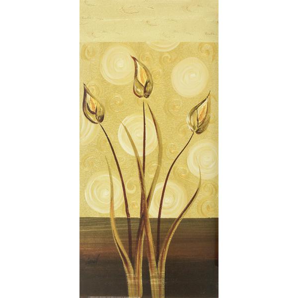 Gravura para Quadros Pster Floral Dourado - Dn317 - 30x70 Cm