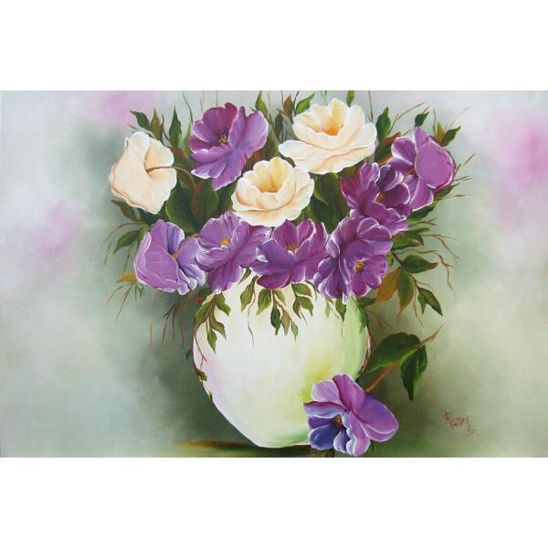 Pintura em Painel Floral R076 - 130X80 CM