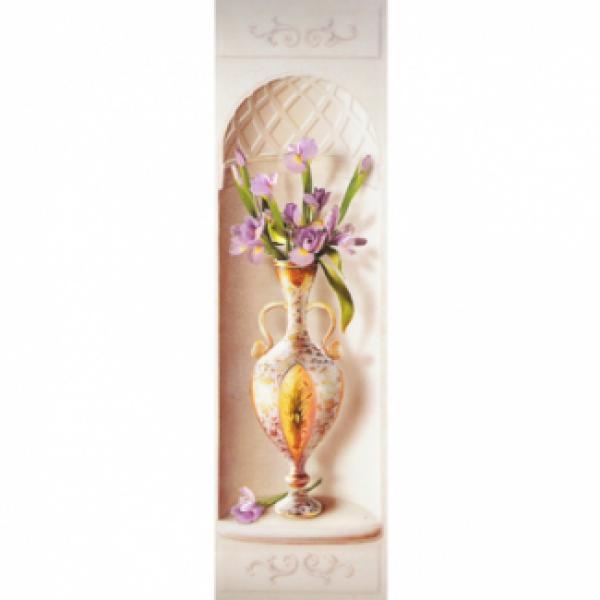 Gravura para Quadros Painel Vaso Floral - Ncn3598 - 30x100 Cm