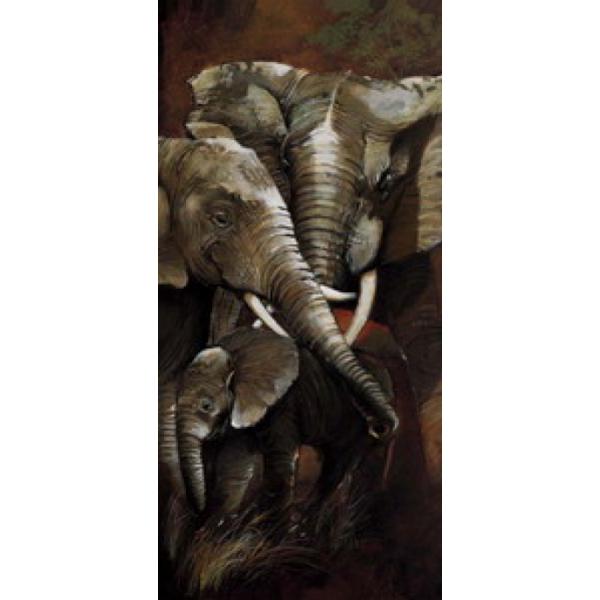 Gravura para Quadros Famlia de Elefantes 23x49 Cm
