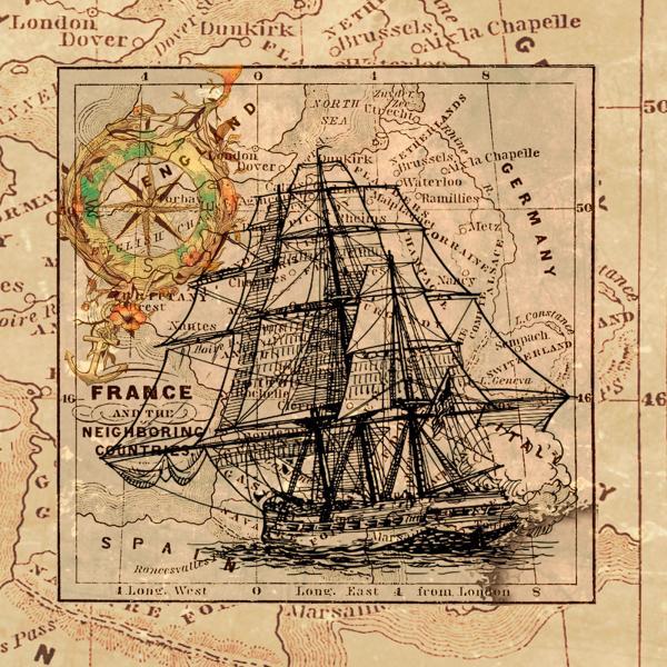 Impressão em Tela para Quadros Mapa Mundi Vintage - Afic4349