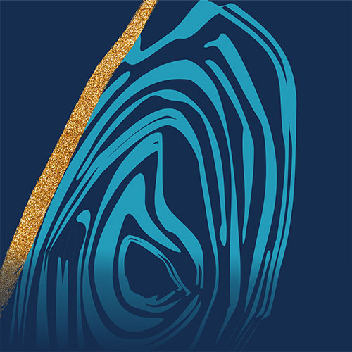 Gravura para Quadros Abstrato Decorativo Azul e Dourado I - Afi17701