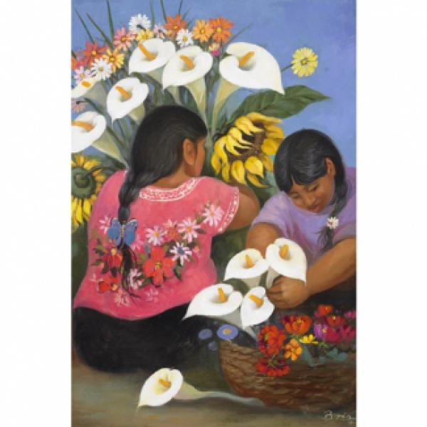 Gravura para Quadros Decorativos Mulheres Montando Arranjo de Flor - 99.35.175 - 50x70 Cm