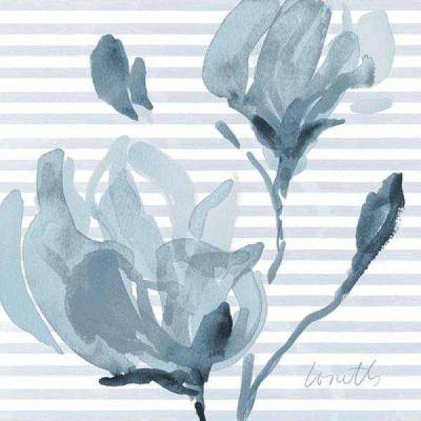 Gravura para Quadros Decorativos Floral Traos de Flor Azul - 11065b-12 - 30x30 Cm