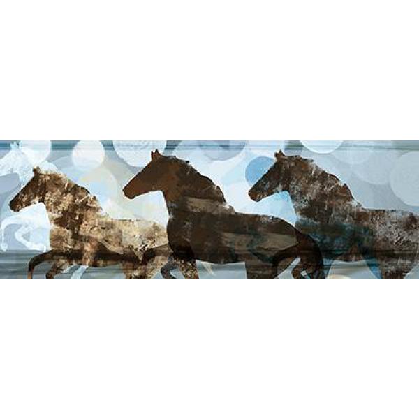 Gravura para Quadros Pintura Abstrata de Cavalos 90x30 cm