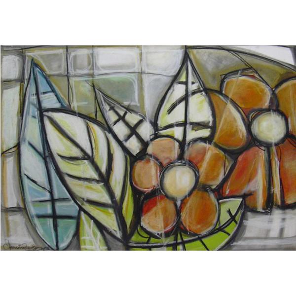 Gravura para Quadros Decorativo Floral Abstrato - Cr110 - 70x50 Cm
