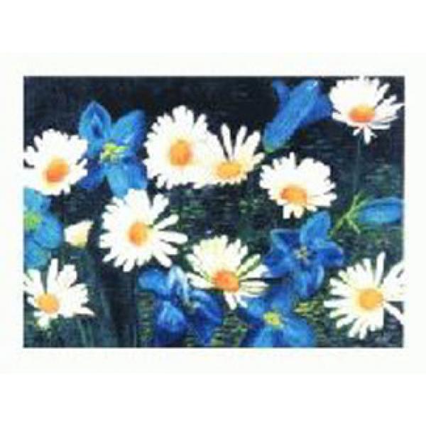 Gravura para Quadros Floral ris Azul e Margarida Branca - Ncn870 - 80x60 Cm