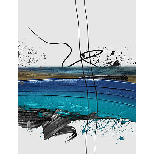 Gravura para Quadros Abstrato Tons Azul e Preto Texturizado I - Afi19358