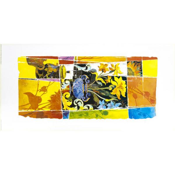Gravura para Quadros Decorativo Floral Colorido - Ncn103/4 - 70x35 Cm