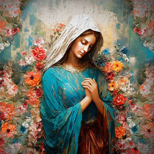 Tela para Quadros Religioso Paisagem Floral Maria Me de Jesus - Afic22021