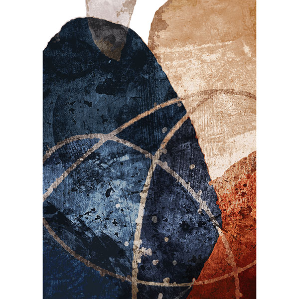 Tela para Quadro Decorativo Abstrato Tons Terra e Azul - Afic17971