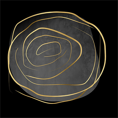 Gravura para Quadros Abstrato Fundo Preto Linhas em Circulo Dourada - Afi18136