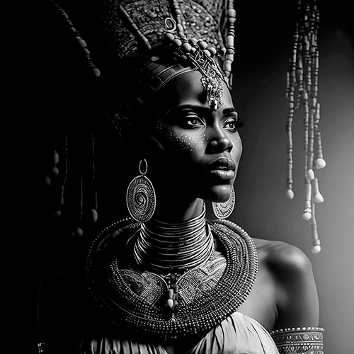Tela para Quadros Decorativo Africana Mulher Acessrios - Afic19613