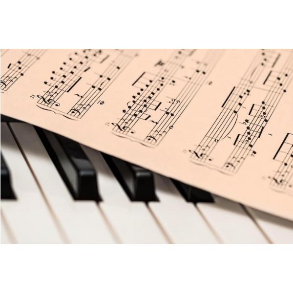 Gravura para Quadros Piano com Caderno Notas Musical - Afi2697