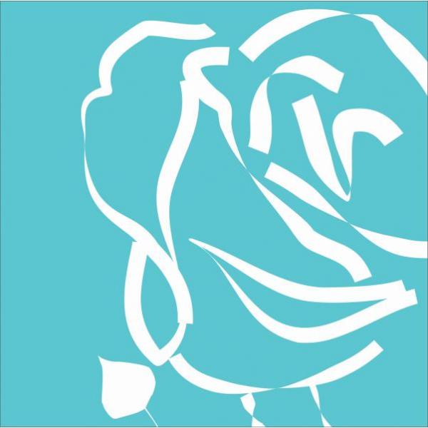 Gravura para Quadros Desenho Rosa Fundo Azul - Afi4521