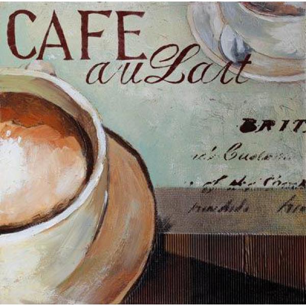 Impressão Sobre Tela para Quadros Xícara Café com Leite Ilustre - Pi100643b - 50x50 Cm