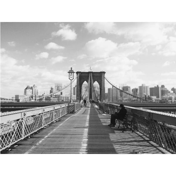 Gravura para Quadros Decorativos Ponte de Brooklyn Preto e Branco - Afi2964