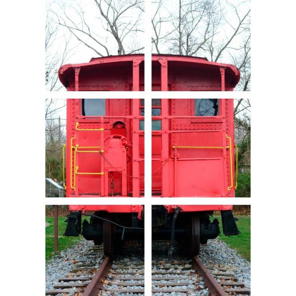 Gravura para Quadro Locomotiva Vermelha Recortada - Afi6100c - 135x195 Cm