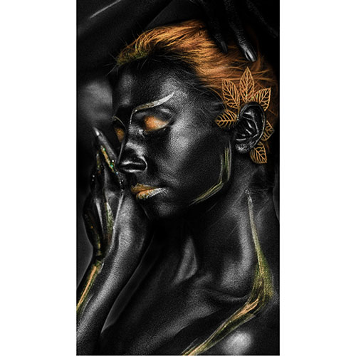 Gravura para Quadros Mulher Negra Pintura Dourada - Afi20001