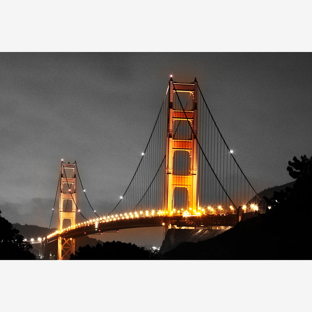Tela para Quadros Ponte Golden Gate Iluminada - Afic11379