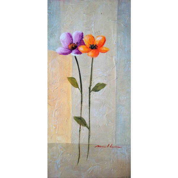 Gravura para Quadros Par Silhueta Floral - 9721087 - 30x70 Cm