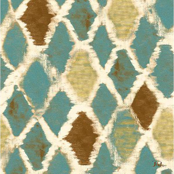 Gravura para Quadros Abstrata Vintage Marrom com Detalhes Azul Ii 20x20 Cm