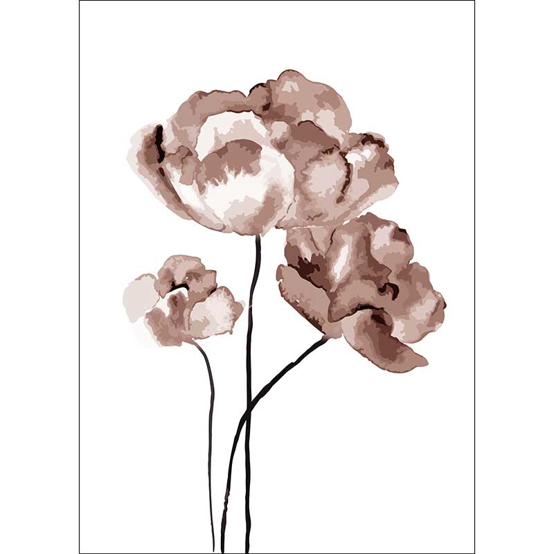 Gravura para Quadros Decorativo Silhueta Floral Abstrato Preto e Branco - Afi17071