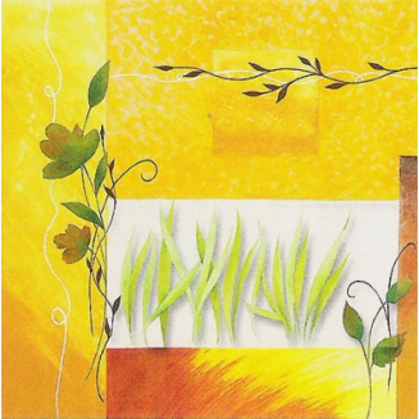 Gravura para Quadros Painel Amarelo Folhagem - Ncn4216/3 - 18x18 Cm