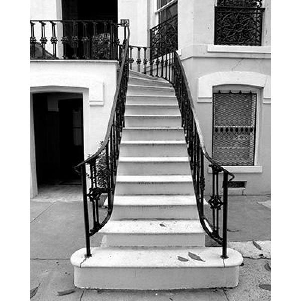 Gravura para Quadros Arquitetnica Escadaria Antiga Preta e Branca 30x45 Cm