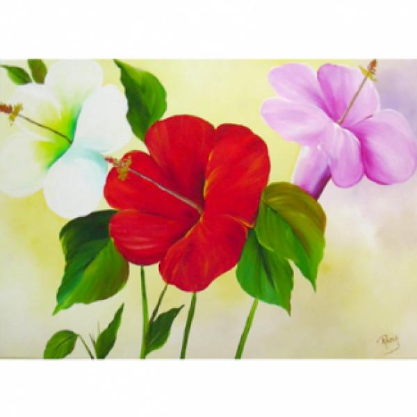 Pintura em Painel Floral R003 - 60x90 Cm