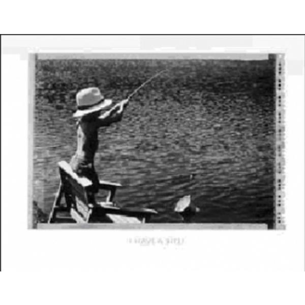 Gravura para Quadros Preto e Branco Criança Pescando - Cam014 - 50x40 Cm