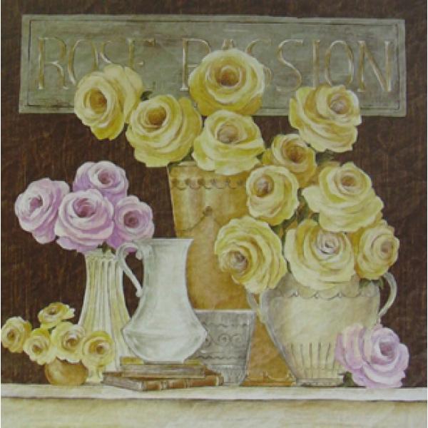Gravura para Quadros Banca Decorativa Floral - Ncn4064/2 - 20x20 Cm