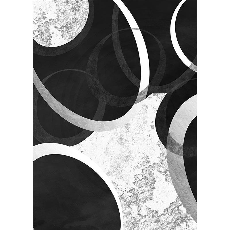 Gravura para Quadros Design Abstrato Tons Branco e Cinza Fundo Preto I - Afi16101