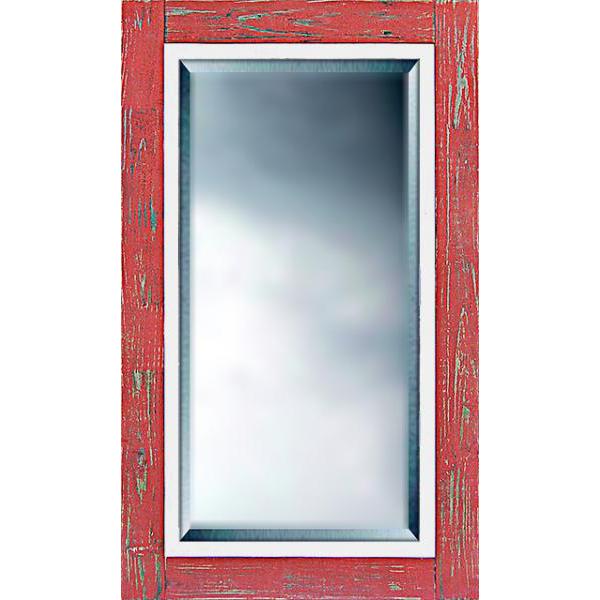 Moldura Decorativa Rústica Madeira Envelhecida Vermelha e Branca para Espelhos - ESP.061