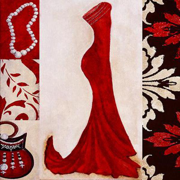 Gravura para Quadros Closet Vestido Vermelho 30x30 cm