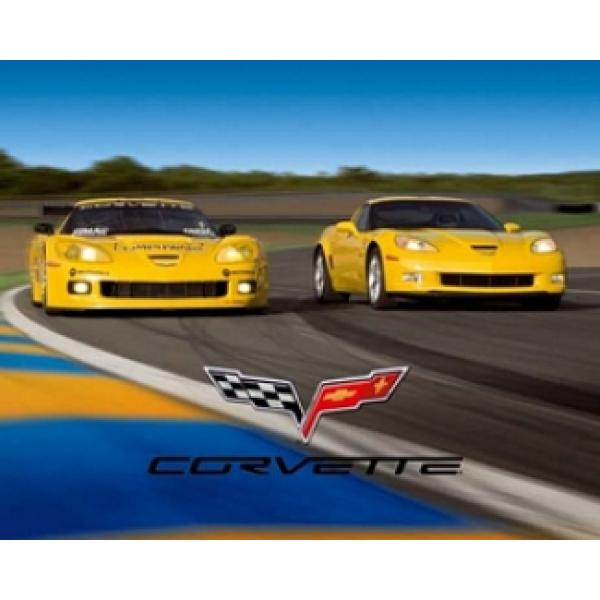 Gravura para Quadros Decorativos Corvette Amarelo Gr7244 - 40x50 Cm