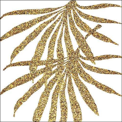Tela para Quadros Decorativo Folha Ilustrativa Dourada - Afic17532