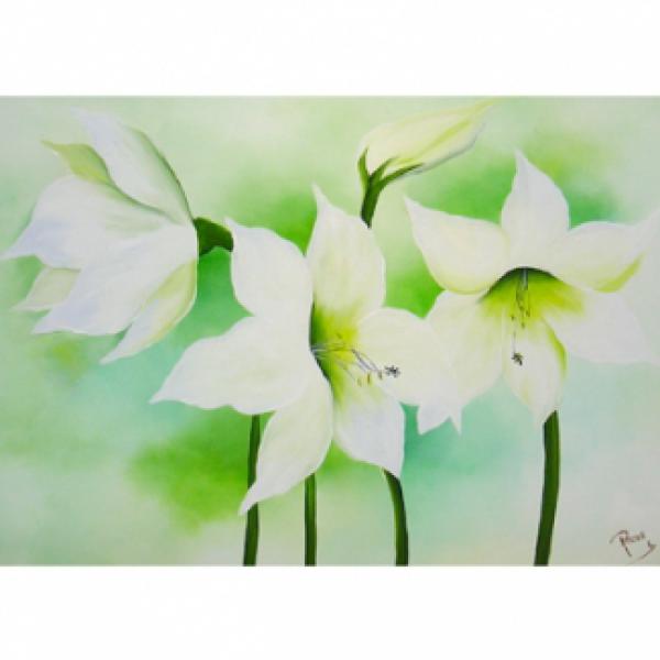 Pintura em Painel Floral R009 - 90x60 Cm