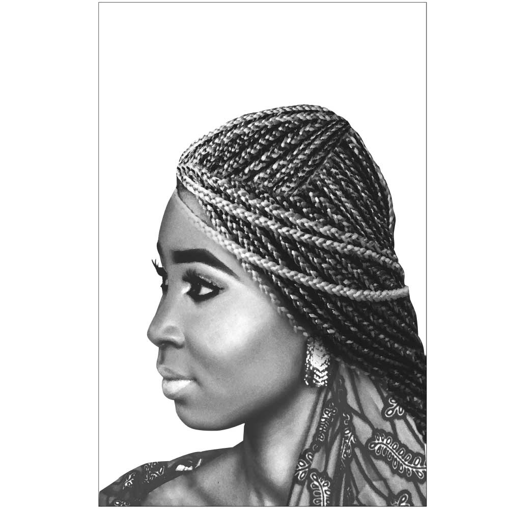 Gravura para Quadros Belíssima Mulher Africana com Tranças Ii - Afi9009