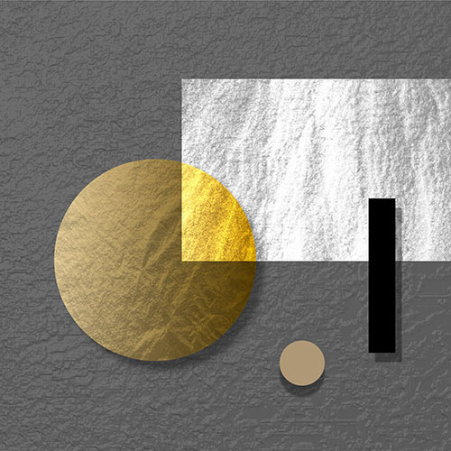 Tela para Quadros Decorativo Geomtrico Texturizado Cinza e Amarelo - Afic18696