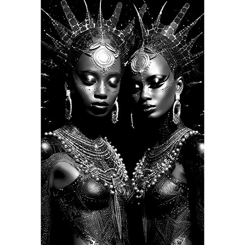 Tela para Quadros Decorativo Retrato Mulheres Africanas - Afic19615