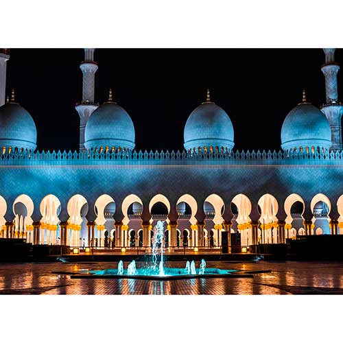 Gravura para Quadros Fotografia Noturna Mesquita Dubai - Afi18324