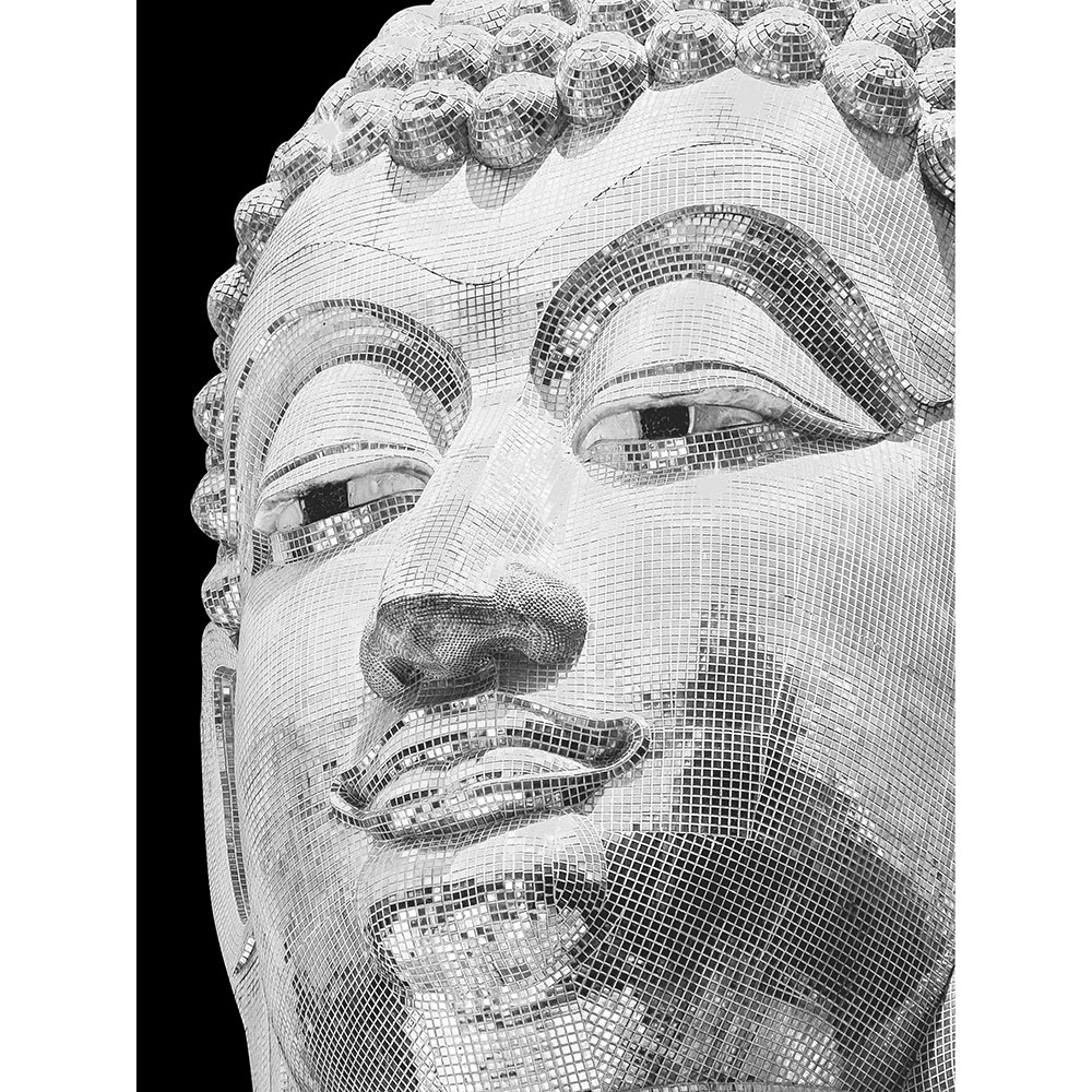 Gravura para Quadros Face Perfil Budista Prata - Afi13872