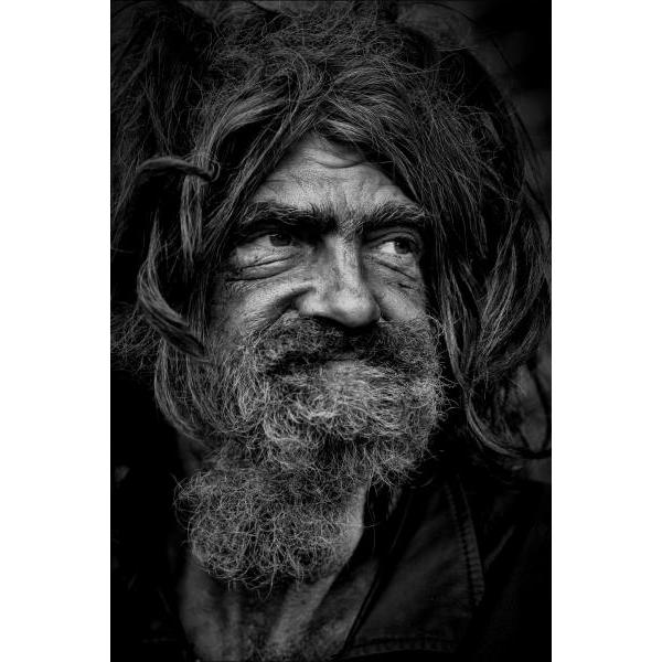 Impressão em Tela para Quadro Retrato Homem de Rua Abandonado - Afic2077