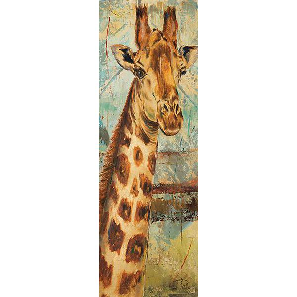 Gravura para Quadros Girafa em Pintura Abstrata 30x90 Cm